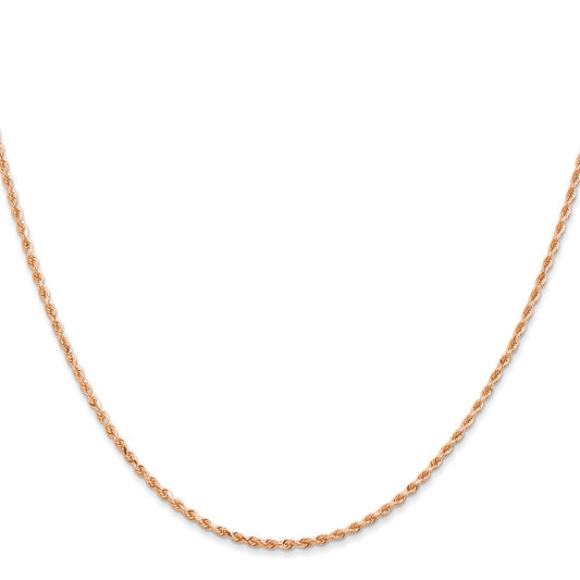 14K Rose Gold 1.5mm Diamond-cut Rope with Lobster Clasp Chain