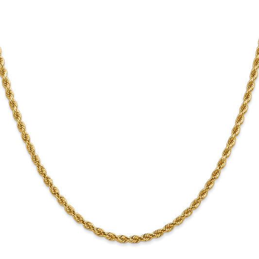 14K 2.75mm Diamond-cut Rope with Lobster Clasp Chain
