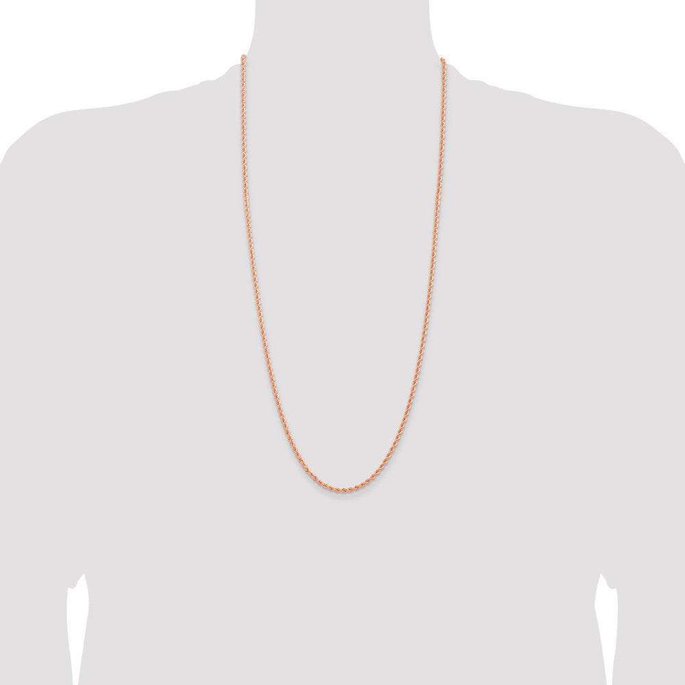 14k Rose Gold 2.75mm Diamond-cut Rope with Lobster Clasp Chain