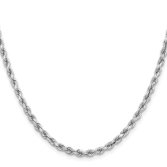 14K White Gold 3.75mm Diamond-cut Rope with Lobster Clasp Chain