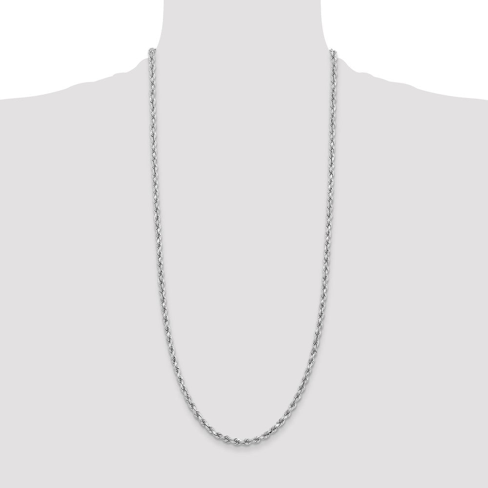 14K White Gold 3.75mm Diamond-cut Rope with Lobster Clasp Chain