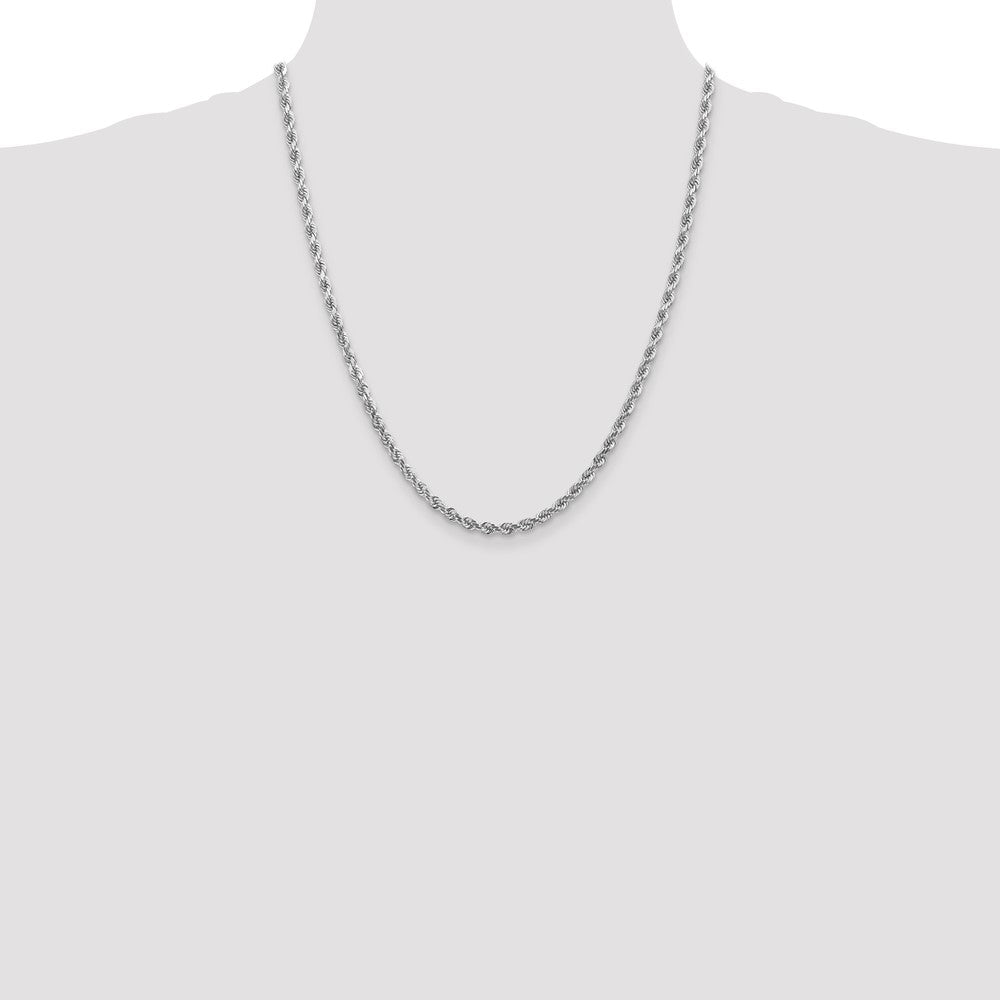 14K White Gold 4mm Diamond-cut Rope with Lobster Clasp Chain