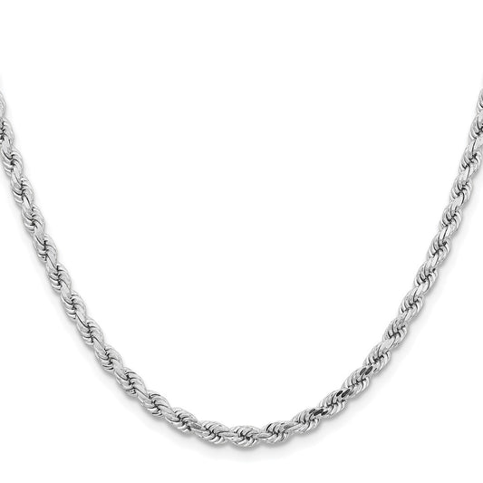 14K White Gold 4.25mm Diamond-cut Rope with Lobster Clasp Chain