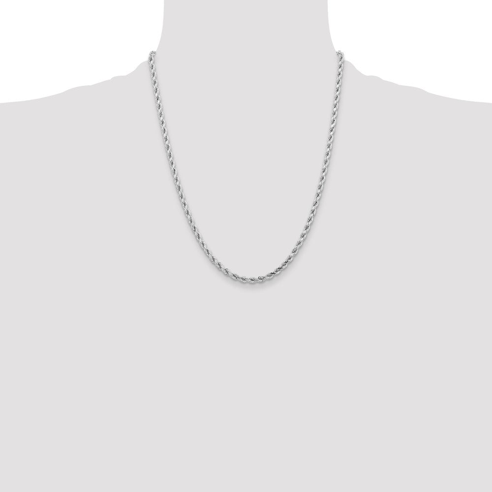 14K White Gold 4.25mm Diamond-cut Rope with Lobster Clasp Chain