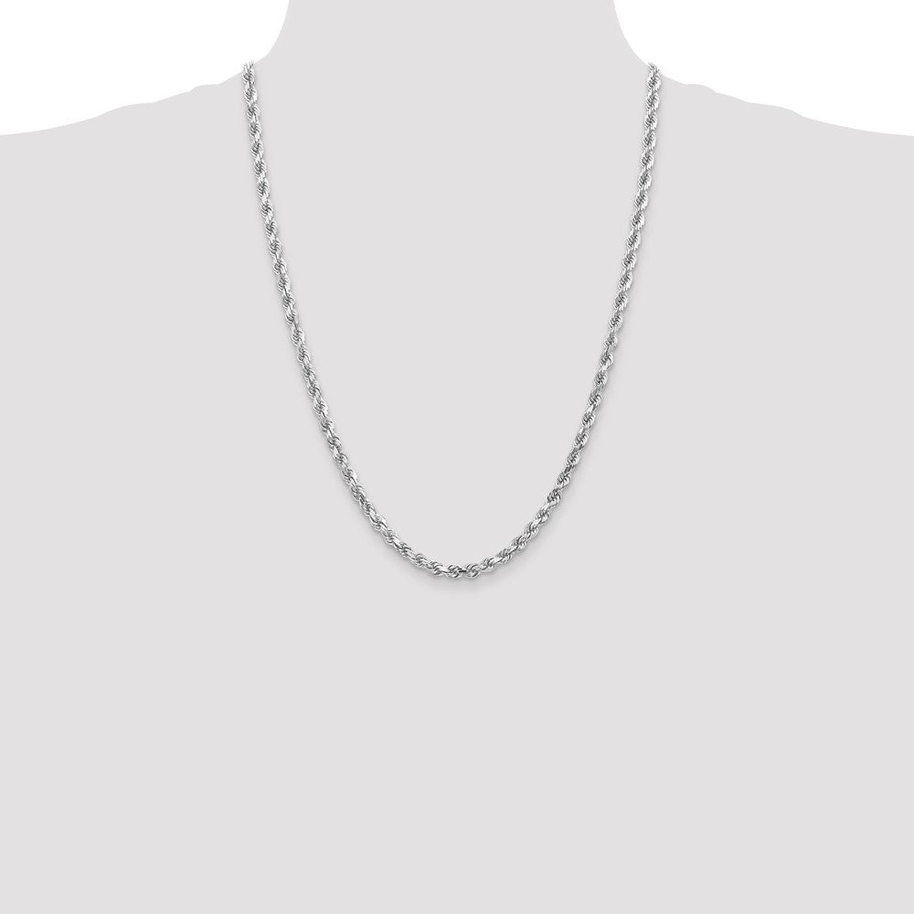 14K White Gold 4.5mm Diamond-cut Rope with Lobster Clasp Chain
