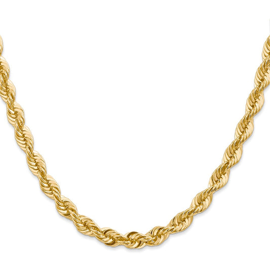 14K 6mm Regular Rope with Fancy Lobster Clasp Chain