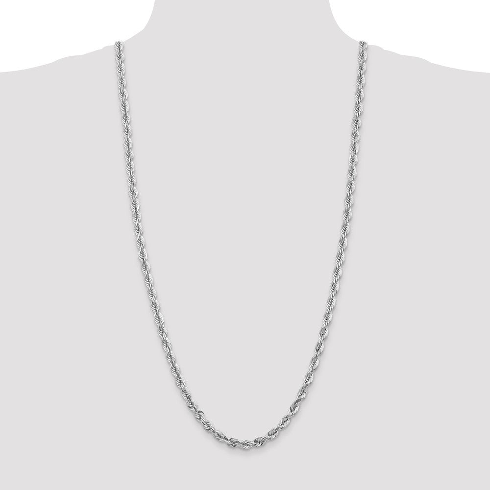 14K White Gold 5.5mm Diamond-cut Rope with Lobster Clasp Chain