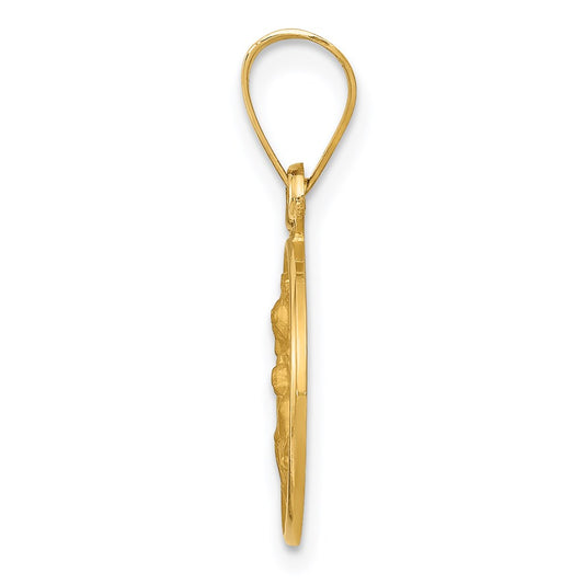 18k Polished and Satin Solid Our Lady of Perpetual Help Medal Round Pendant