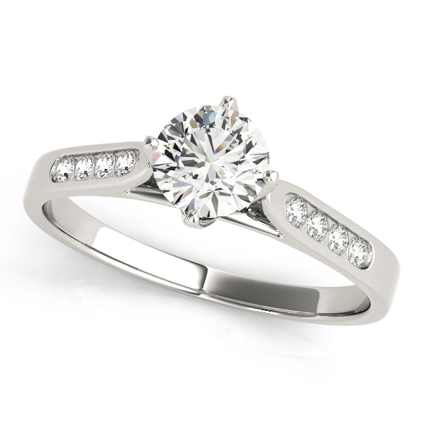 14k White Gold Single Row Engagement Rings – Setting (Size 4.5)
