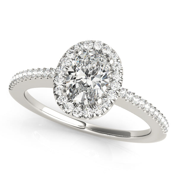 18k White Gold Halo Oval Engagement Rings – Setting (Size 4)