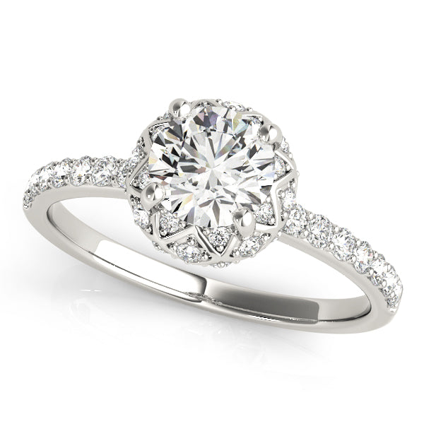 Platinum Vintage Round Engagement Rings – Setting (Size 3.5)