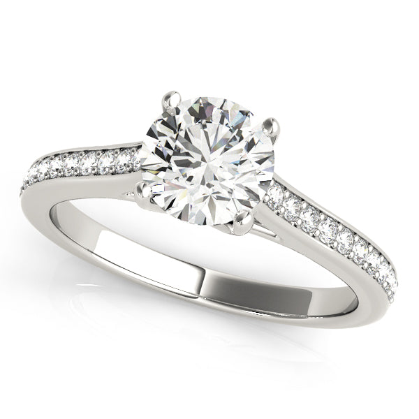 Platinum Round Engagement Rings – Setting (Size 6)