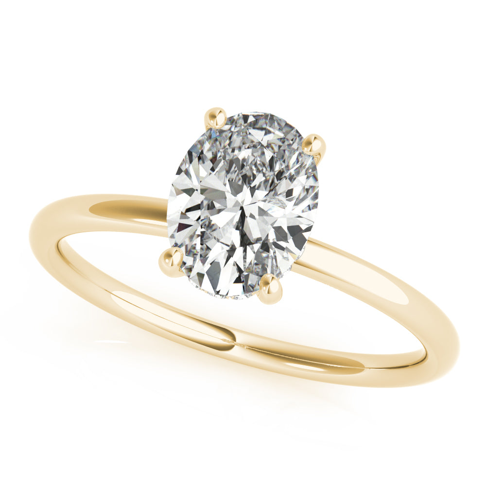 14k Yellow Gold Solitaire Oval Engagement Rings – Setting (Size 3.25)