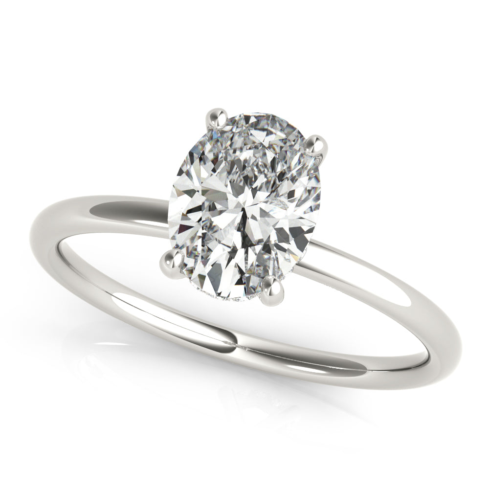 18k White Gold Solitaire Oval Engagement Rings – Setting (Size 4.5)