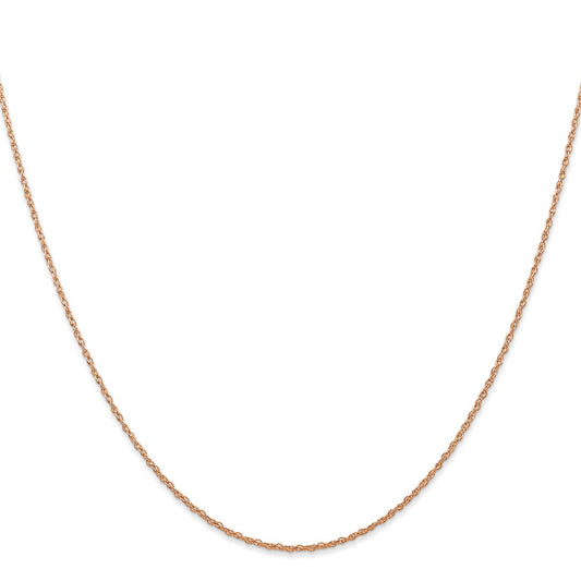 14K Rose Gold Carded .7mm Cable Rope with Spring Ring Clasp Chain