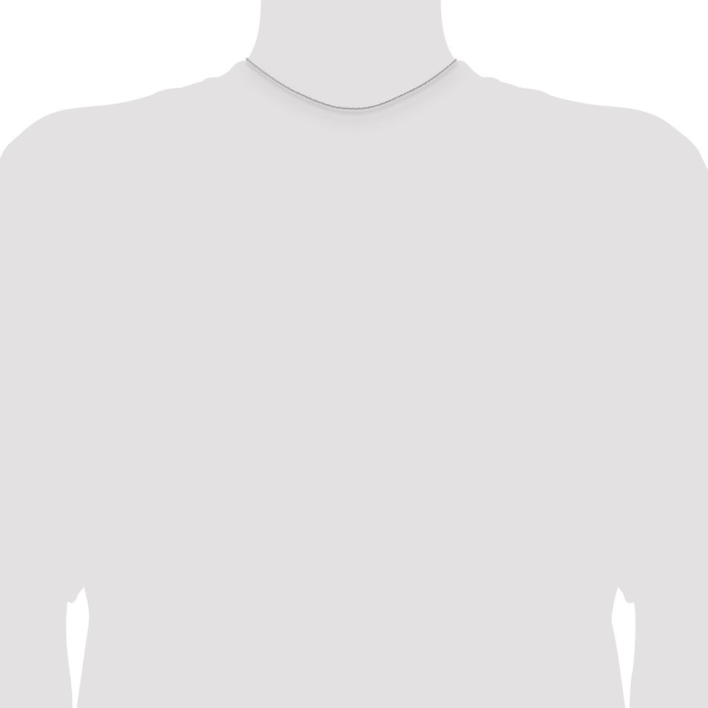 14K White Gold Carded .7mm Cable Rope with Spring Ring Clasp Chain