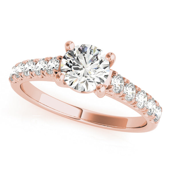 14k Rose Gold Trellis Round Engagement Rings – Setting (Size 3.5)