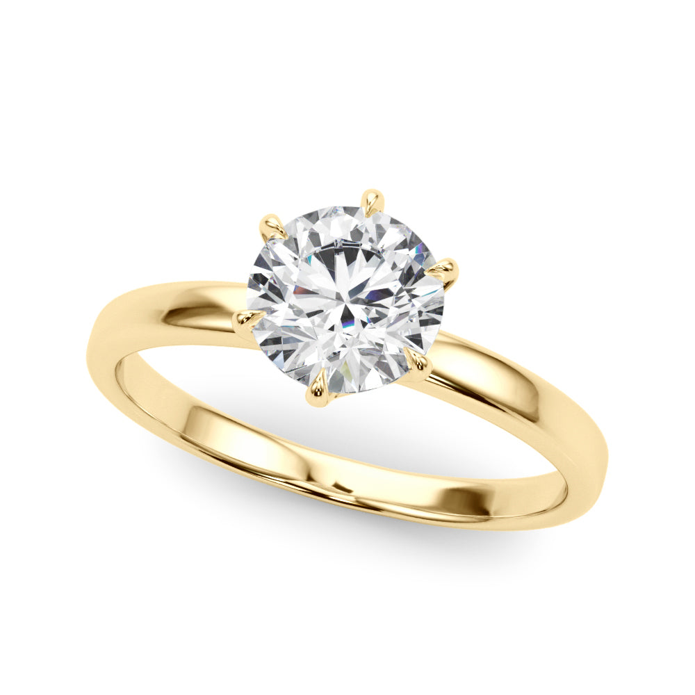 14k Yellow Gold Solitaire Round Engagement Rings – Setting (Size 7.25)