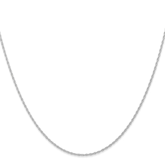 14K White Gold Carded .95mm Cable Rope with Spring Ring Clasp Chain