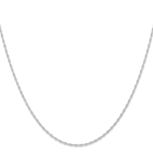 14K White Gold Carded 1.15mm Cable Rope with Spring Ring Clasp Chain