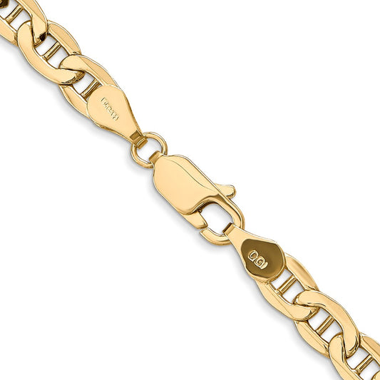 14K 4.75mm Semi-Solid Anchor with Lobster Clasp Chain