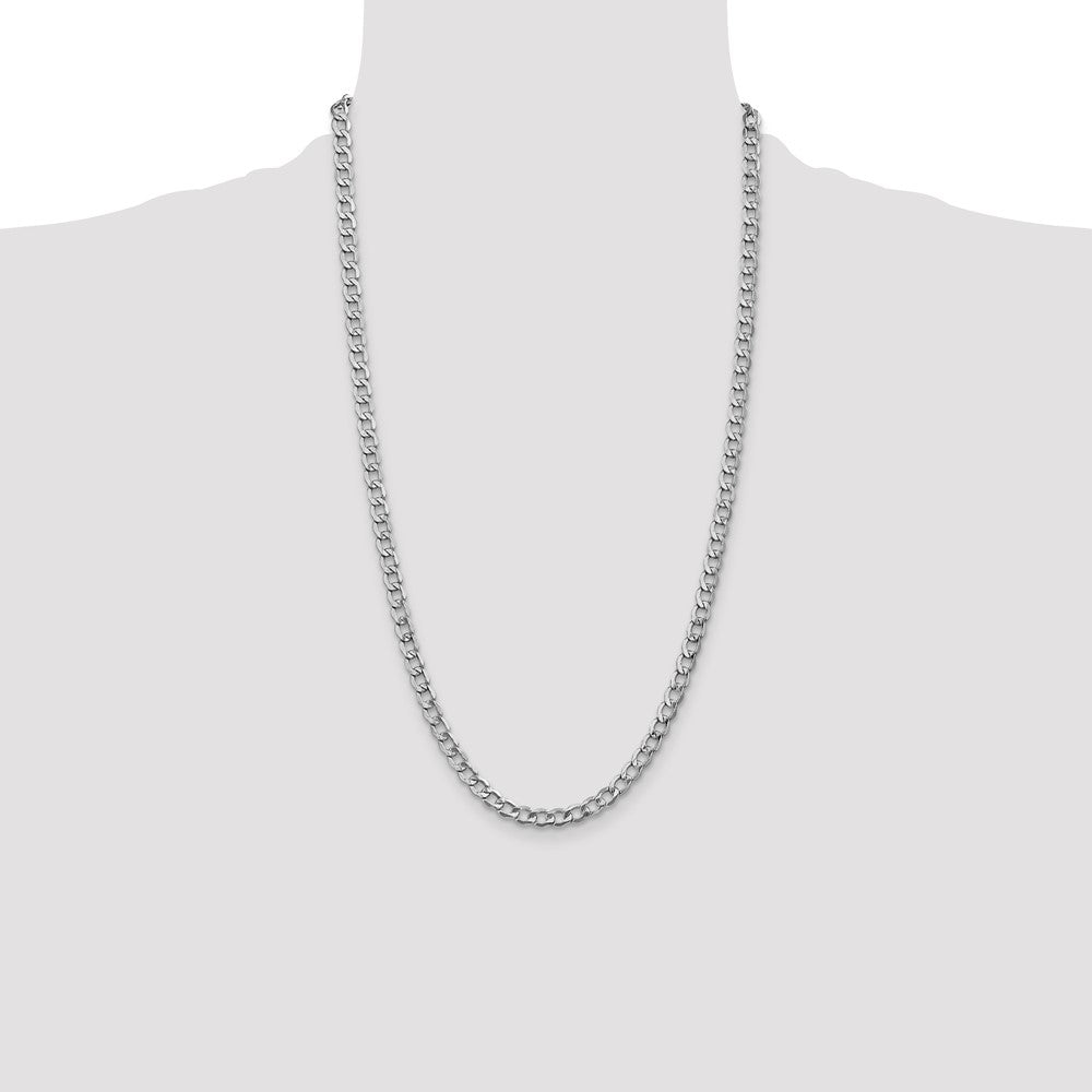 14K White Gold 5.25mm Semi-Solid Curb with Lobster Clasp Chain