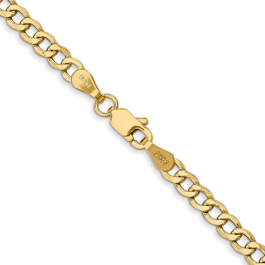 14K 3.35mm Semi-Solid Curb with Lobster Clasp Chain