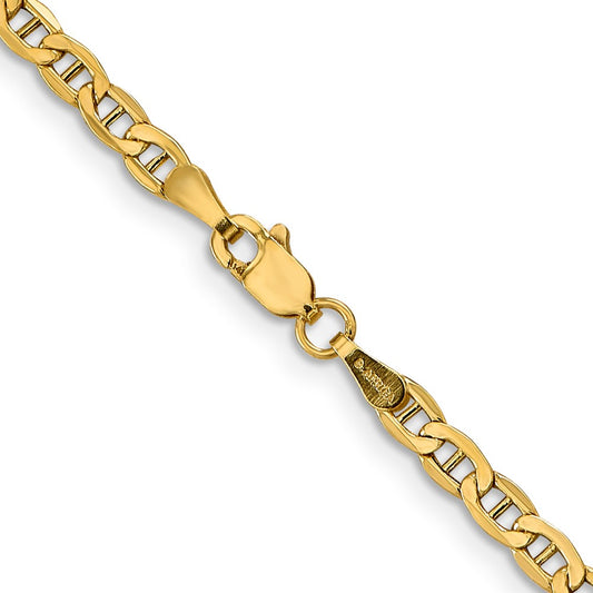 14K 3.2mm Semi-Solid Anchor with Lobster Clasp Chain