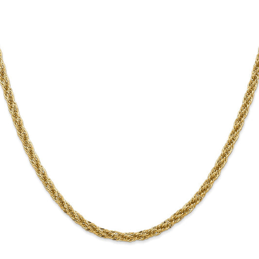 14K 3.3mm Diamond-cut Semi Solid with Lobster Clasp Chain