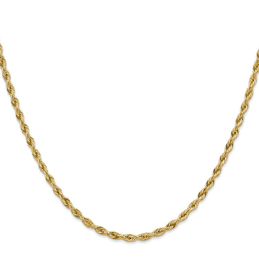 14K 3mm Semi Solid Rope with Lobster Clasp Chain