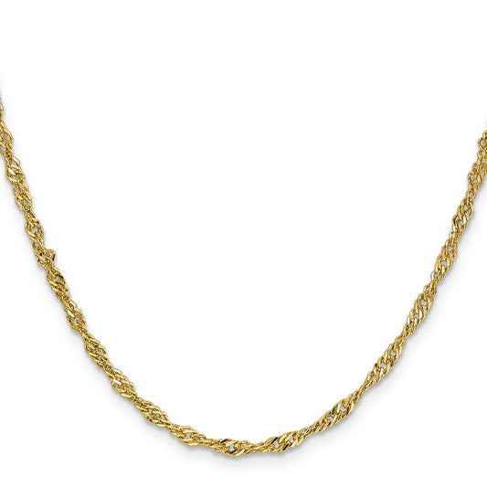 14K 2.75mm Lightweight Singapore with Lobster Clasp Chain