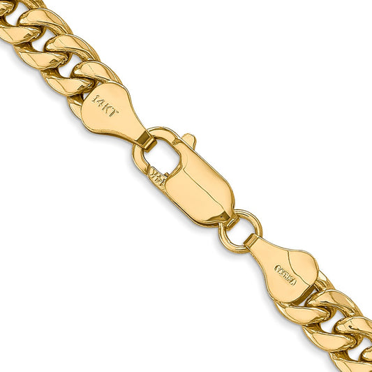 14K 6mm Semi-Solid Miami Cuban with Lobster Clasp Chain