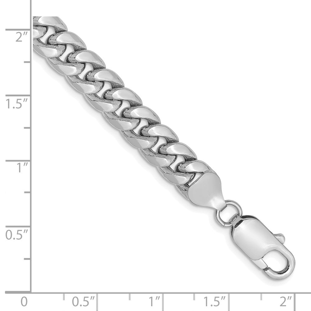 14k White Gold 7.3mm Semi-Solid Miami Cuban Chain