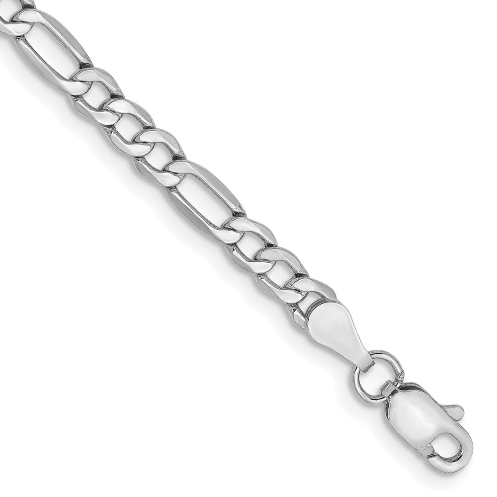 14K White Gold 3.5mm Semi-Solid Figaro with Lobster Clasp Chain