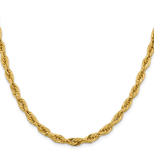14K 5.4mm Semi Solid Rope with Lobster Clasp Chain