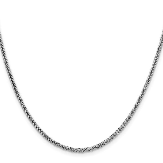 14K White Gold 2.35mm Semi-Solid 3-Wire Wheat with Lobster Clasp Chain