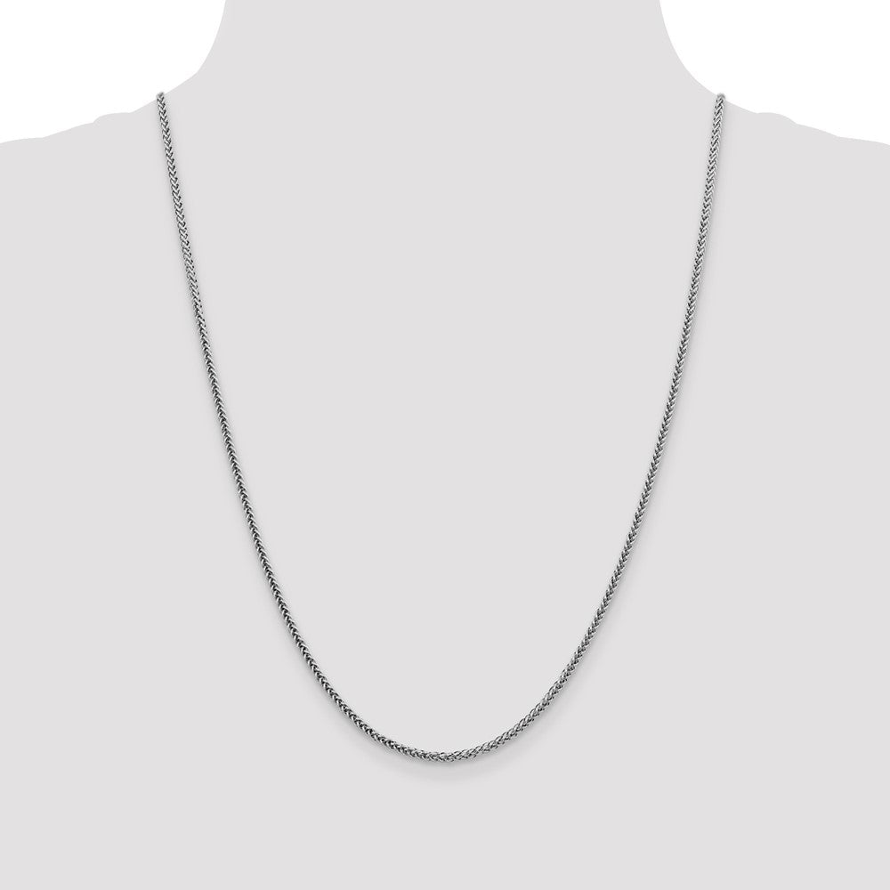 14K White Gold 2.35mm Semi-Solid 3-Wire Wheat with Lobster Clasp Chain