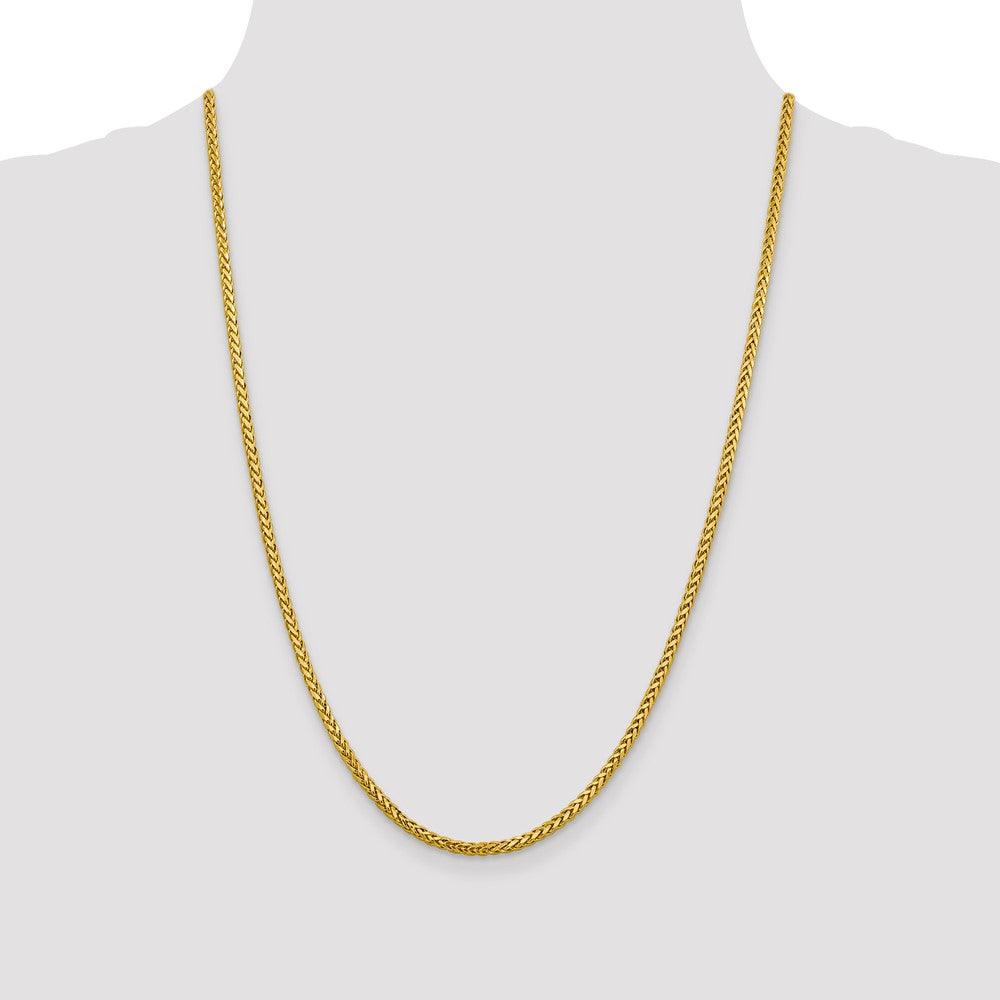 14K 2.5mm Semi-Solid Diamond-cut Wheat with Lobster Clasp Chain