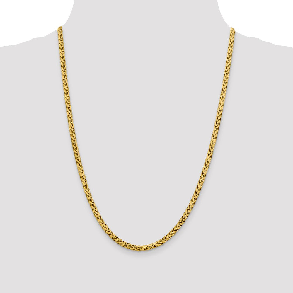 14K 3.7mm Semi-Solid Diamond-cut Wheat with Lobster Clasp Chain