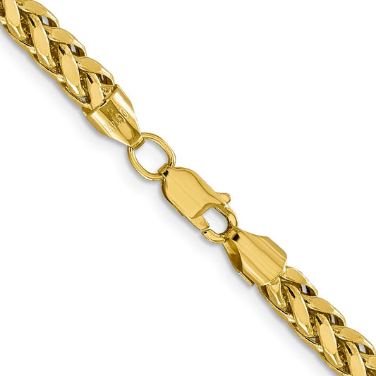 14K 5mm Semi-Solid Diamond-cut Wheat with Lobster Clasp Chain