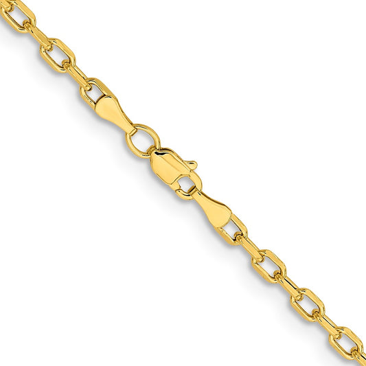 14K Yellow Gold 3mm Semi-Solid Diamond-cut Open Link Cable with Lobster Clasp Chain