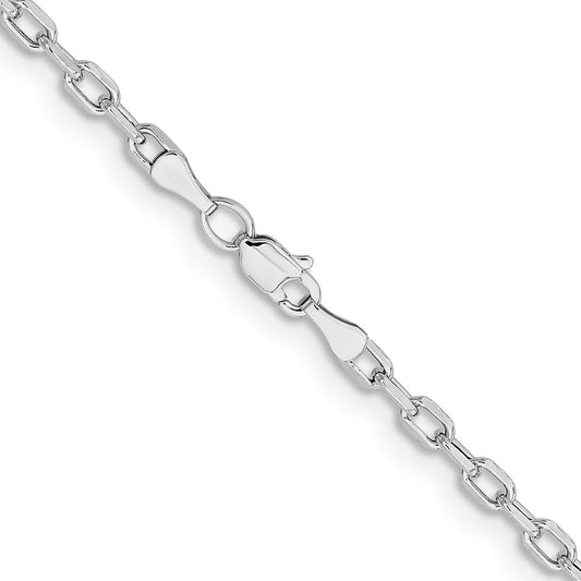 14k White Gold 3mm Semi-solid D/C Open Link Cable Chain