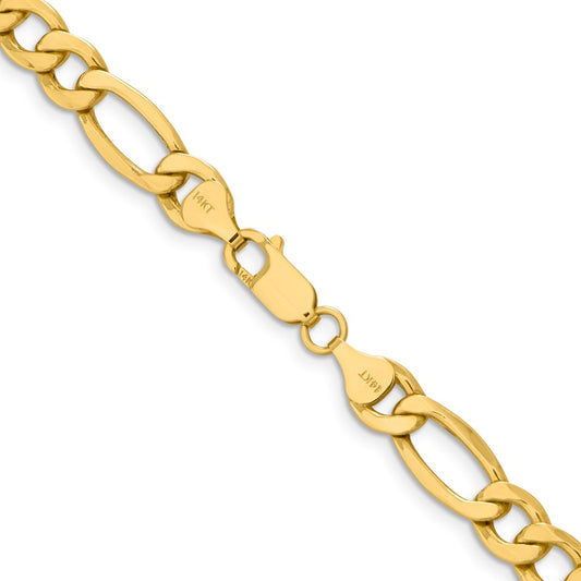 14K 8.5mm Semi-Solid Figaro with Lobster Clasp Chain