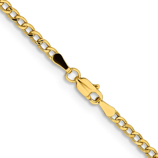 14K 2.85mm Semi-Solid Curb with Lobster Clasp Chain