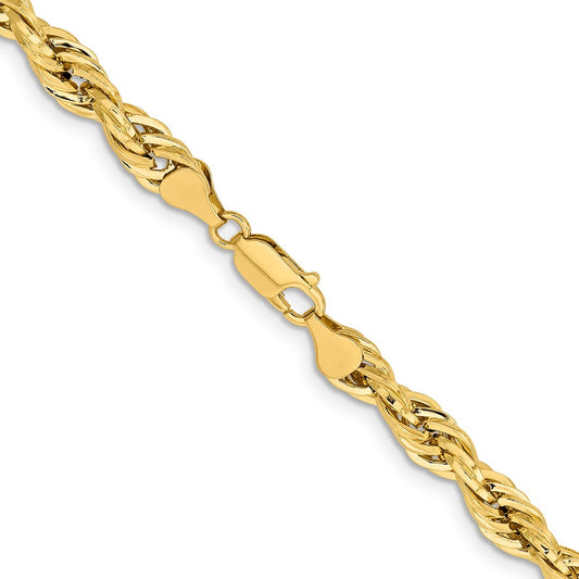 14K 7mm Semi Solid Rope with Lobster Clasp Chain