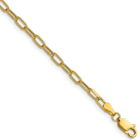14k 3.0mm Semi-Solid Beveled Paperclip Chain