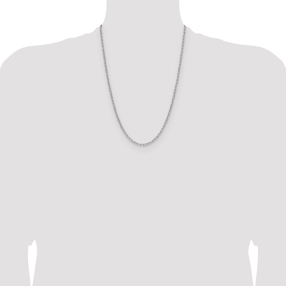 14k White Gold 3.0mm Semi-Solid Beveled Paperclip Chain