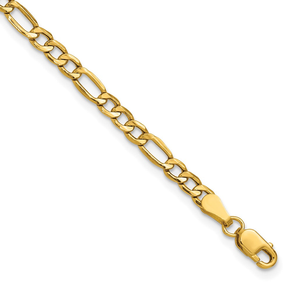 14K 3.5mm Semi-Solid Figaro with Lobster Clasp Bracelet