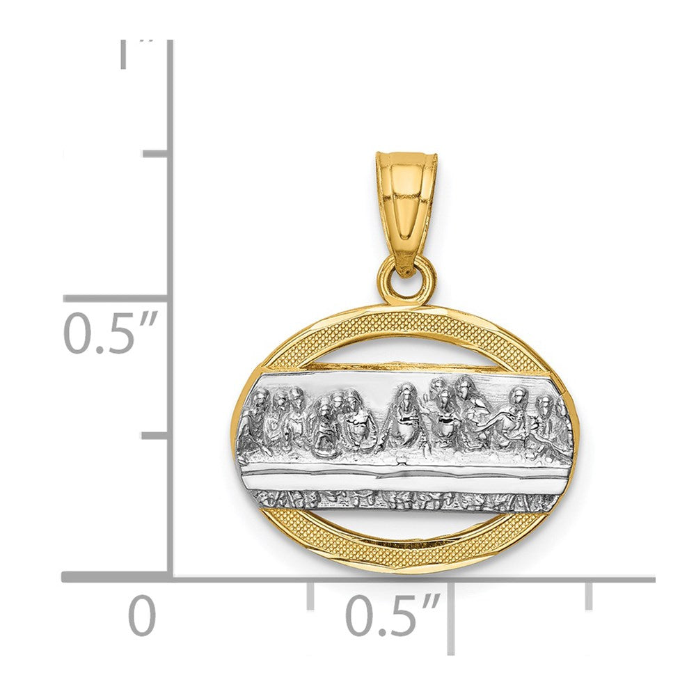 14K and White Rhodium The Last Supper Oval Pendant