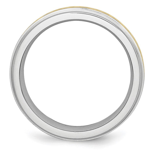 Chisel Cobalt 14k Gold Inlay Satin and Polished 6mm Band